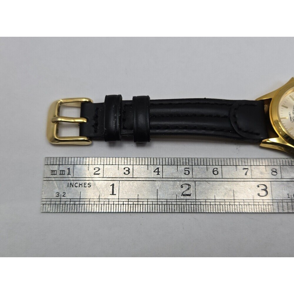 USMC Marine Corps EGA Gold Tone Womens Quartz Date Watch 29 MM Black New Battery - Picture 9 of 12